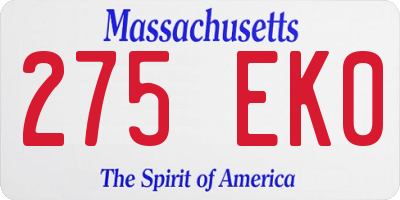 MA license plate 275EK0