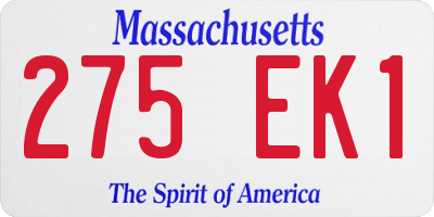 MA license plate 275EK1
