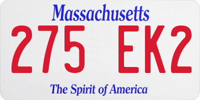 MA license plate 275EK2