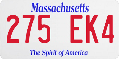 MA license plate 275EK4