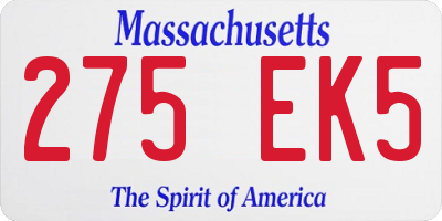 MA license plate 275EK5