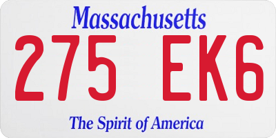 MA license plate 275EK6
