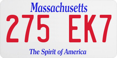 MA license plate 275EK7