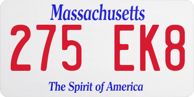 MA license plate 275EK8