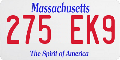 MA license plate 275EK9