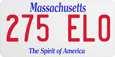MA license plate 275EL0