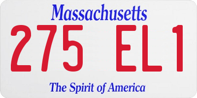 MA license plate 275EL1