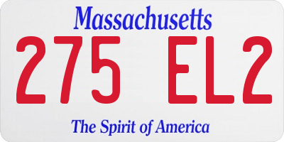 MA license plate 275EL2