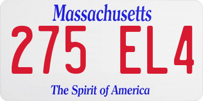 MA license plate 275EL4