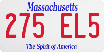 MA license plate 275EL5