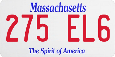 MA license plate 275EL6