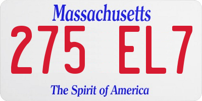 MA license plate 275EL7
