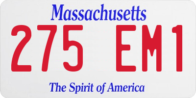 MA license plate 275EM1