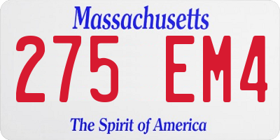 MA license plate 275EM4