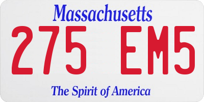 MA license plate 275EM5