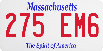 MA license plate 275EM6