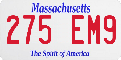 MA license plate 275EM9