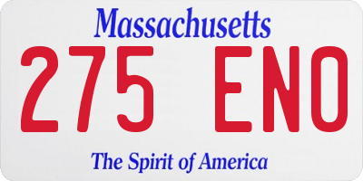 MA license plate 275EN0