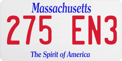 MA license plate 275EN3