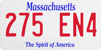 MA license plate 275EN4