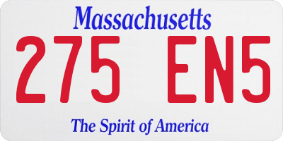MA license plate 275EN5