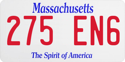 MA license plate 275EN6