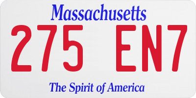 MA license plate 275EN7