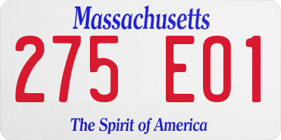 MA license plate 275EO1