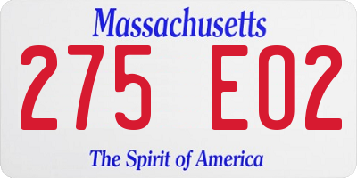 MA license plate 275EO2