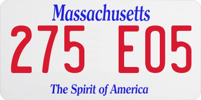 MA license plate 275EO5