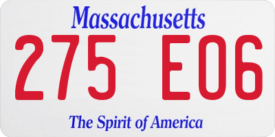 MA license plate 275EO6