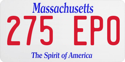 MA license plate 275EP0