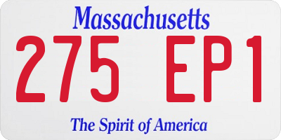 MA license plate 275EP1