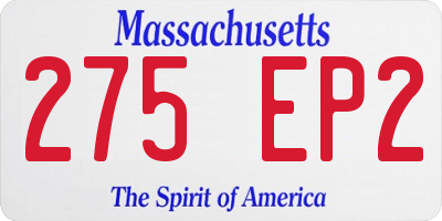 MA license plate 275EP2