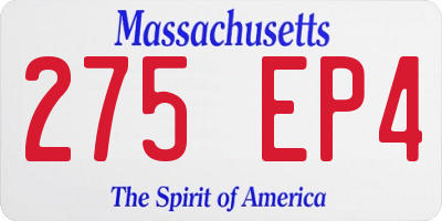 MA license plate 275EP4