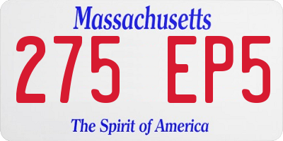 MA license plate 275EP5
