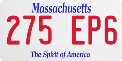 MA license plate 275EP6