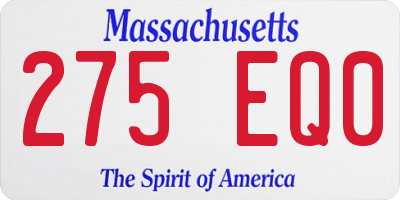 MA license plate 275EQ0
