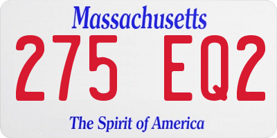 MA license plate 275EQ2