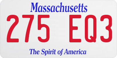 MA license plate 275EQ3