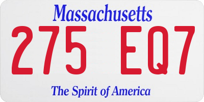 MA license plate 275EQ7