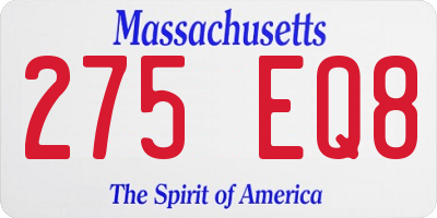 MA license plate 275EQ8