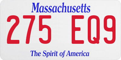MA license plate 275EQ9