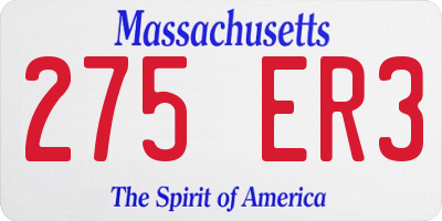 MA license plate 275ER3