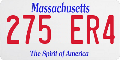 MA license plate 275ER4