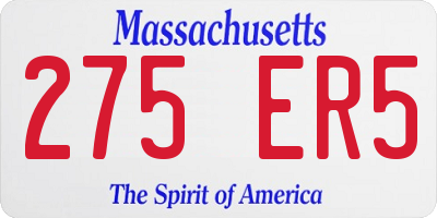 MA license plate 275ER5