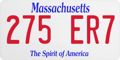 MA license plate 275ER7