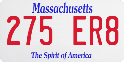 MA license plate 275ER8
