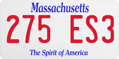 MA license plate 275ES3