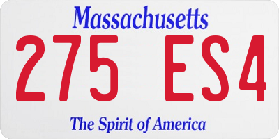 MA license plate 275ES4